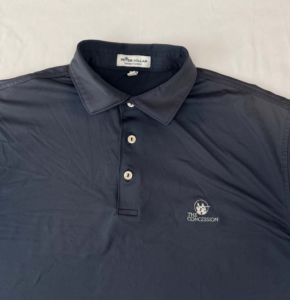 Peter Millar The Concession Golf Shirt Polo Mens Medium Blue Summer Comfort